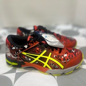 ASICS Kids' Vibrant Red and Neon Yellow Sneakers